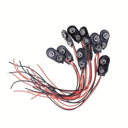 10pcs 9V Battery Clips Black Red 2Wired Cable Connection Connector Buckle 9 Volt Battery Clip Connector Battery Holder