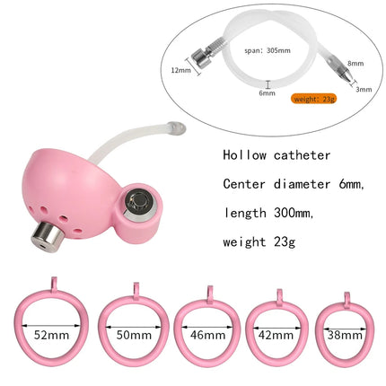 Male Chastity Cage Reusable Hollow Catheter with Concealed Lock Comfortable Cock Ring Device Invisible Wear Urethral Plug