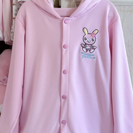 Y2k Aesthetics Sweet Hoodies Coats Cartoon Embroidery Single Breasted Sweatshirts Japanese Cute Tops Harajuku Women's Clothing