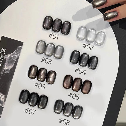 1pcs 12ML Winter 2026 New Black Glass Bead Pearl Cat's Eye Gel Nail Polish Hot Selling Black Nails Salon Use Nail Stuff