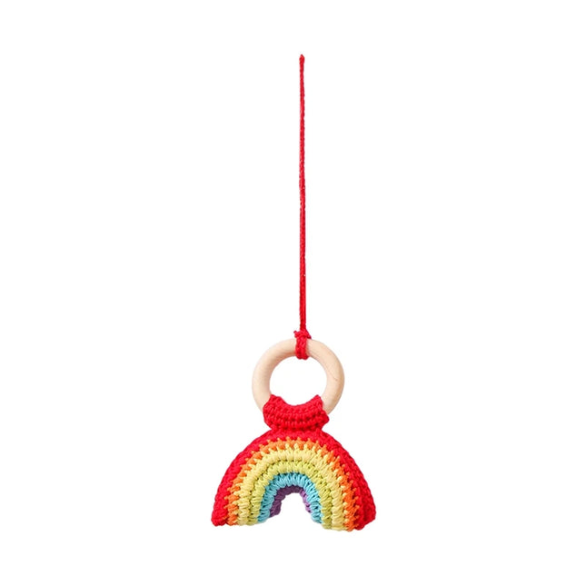 1pc Crochet Rattle Play Gym Pendant for Kids Ocean Crochet Rattle Mobile Bell Ring Wooden Babies Gym Montessori Children's Toys