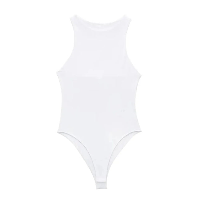 Women Fashion With Halter Neck Skinny Bodysuit Sexy Sleeveless Snap-button Female Playsuits Mujer