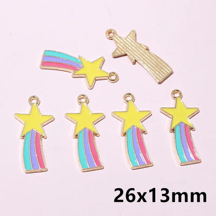 10pcs Rainbow Charms Cute Enamel Metal Charm Pendant for DIY Necklace Bracelet Jewelry Making