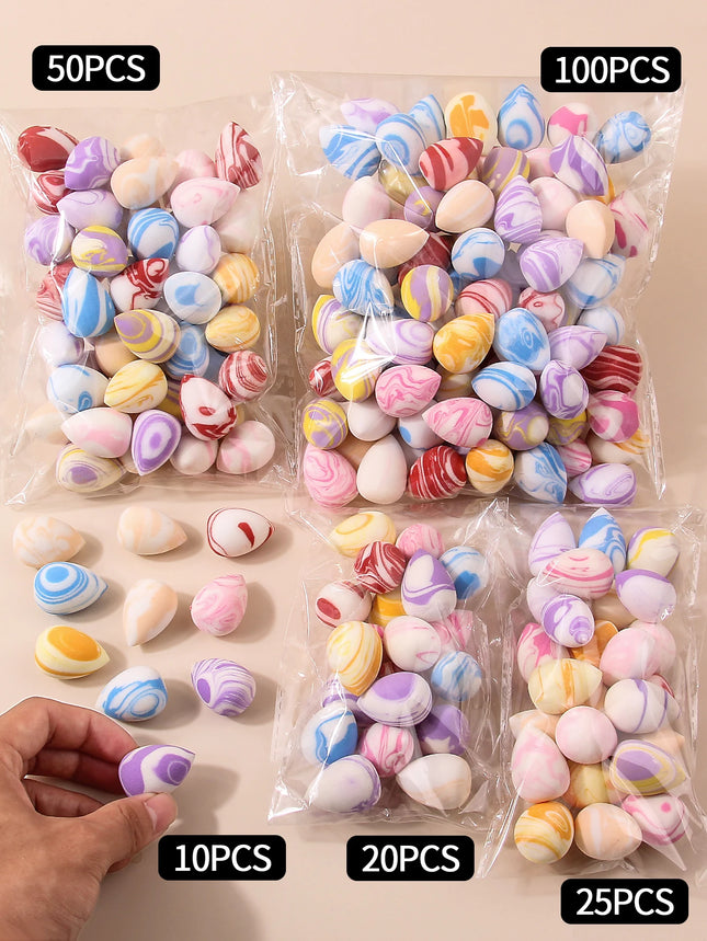 10/20/25/50/100PCS Cute Candy Makeup Sponges - Rainbow Blending Set for Foundation & Concealer, Girls Holiday Gift