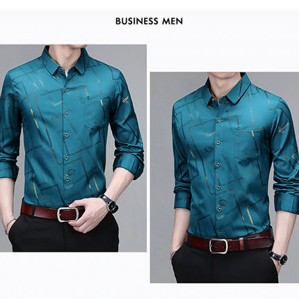 Men's Casual and Fashionable Long Sleeved Printed Shirt, Non-Iron and Wrinkle Resistant Business Top