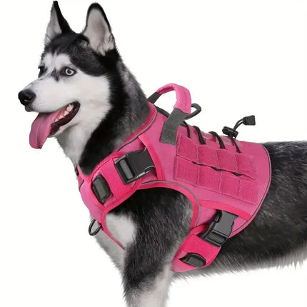 Adjustable No-Pull Tactical Dog Harness with Handle, Reflective Military Vest for Large Dogs, Labrador