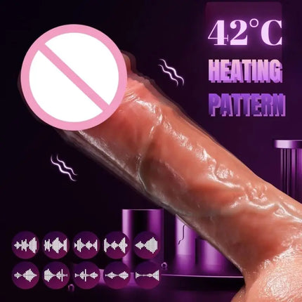 9.6 Inch Realistic Thrusting Dildo Vibrator with Heating Suction Cup Silicone Sex Toy 9 Modes for Pleasure