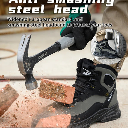 Man Safety Shoes Puncture-Proof Work Sneaker Waterproof Work Shoes Steel Toe Shoes Safety Boots Indestructible Shoes Lightweight
