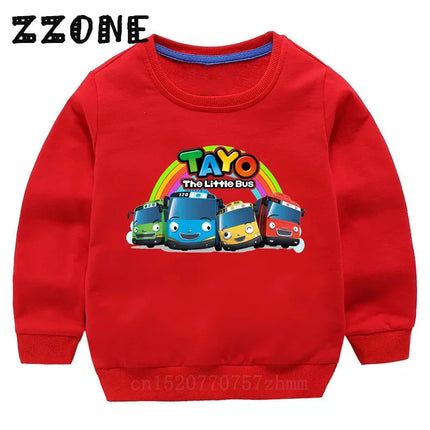 Hot Sale Kids Sweatshirts Tayo the Little Bus Print Cartoon Children Hoodies Funny Baby Pullover Outwear Tops Girls Boys Clothes