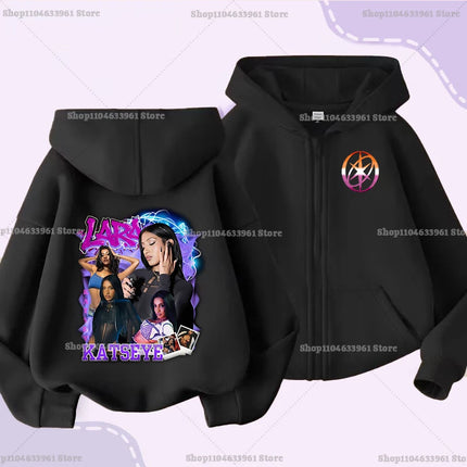 Katseye Children Cardigan Coat Girls Baby Sweet Hooded Zipper Jacket Fashion Kid Sweatshirt Cute Clothes Top Anime Birthday Gift