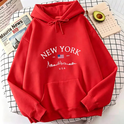 NEW YORK Letter Print Hoodies Spring Autumn Winter Casual Hoodies Sweatshirts Men Women Trendy Aesthetic Top