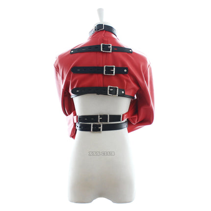 Thierry Adult Sex Game Fetish Straitjacket Bondage Restraint Jacket Long Sleeves Breast Exposed Tops Sex Toys For Women