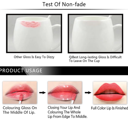 QIBEST Sexy Velvet Matte Lip Gloss Liquid Lipstick Lipgloss Beauty Red Nude Waterproof Long-lasting Lip Stain Makeup For Women