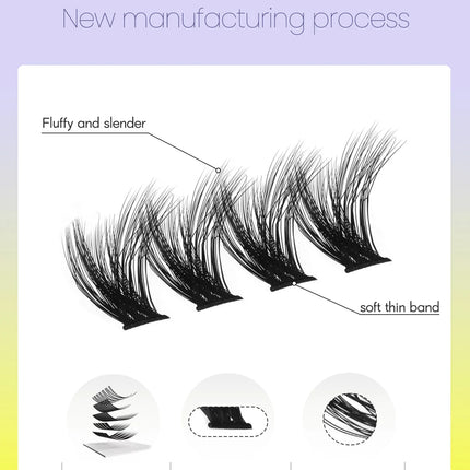 GROINNEYA Lashes Clusters Cat Eyelashes Wispy Individual Lashes Extensions Volume Fluffy Clusters Lashes DIY Eyelashes Makeup