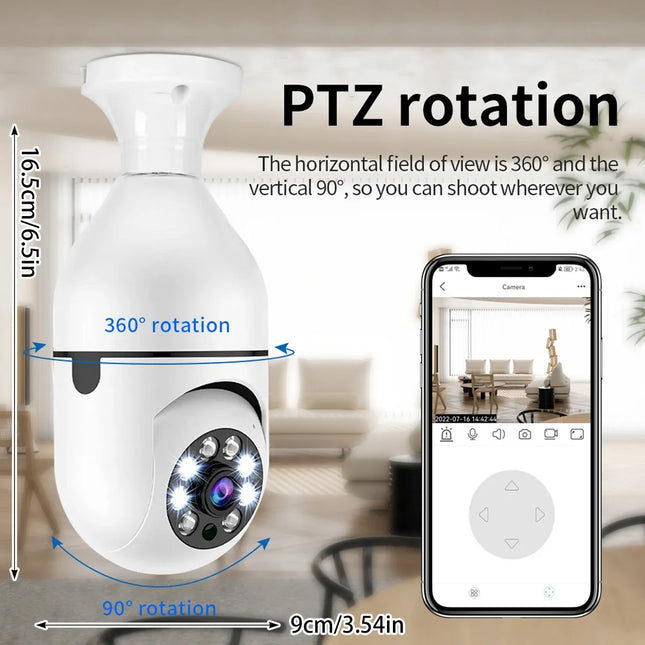 8MP E27 Bulb Wifi Surveillance Camera 10X Digital Zoom AI Humanoid Detection Color Night Vision Wireless Cameras Baby Monitor