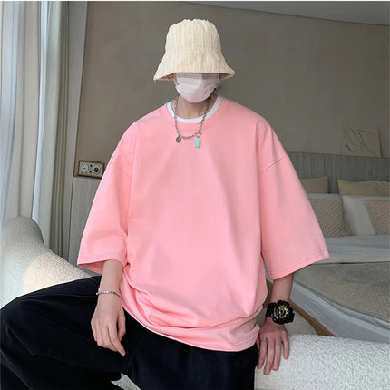 Men's Cotton T-shirts White Men's Oversized T-Shirt Solid Summer Casual Wear Tee Shirts Fashion for Men 5XL Male Clothes
