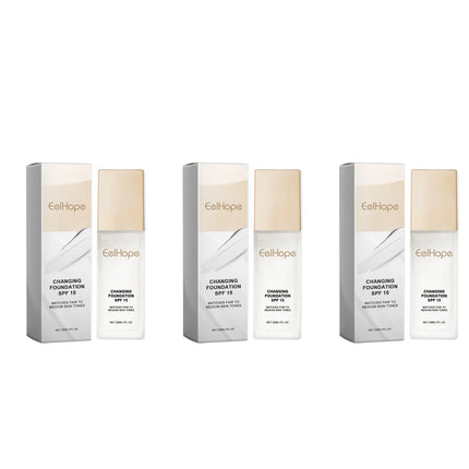 Color Changing Foundation Moisturizing Hides Wrinkles Lines SPF 15+ Hydrating Color Longwearing Waterproof Makeup Base Concealer