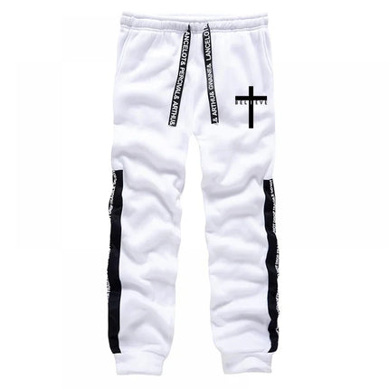 Cross Printed Male Hooded Sweatshirts Sweatpants Black White Mix Color Sportswear All Season Daily Casual Sport Hoodie Tracksuit