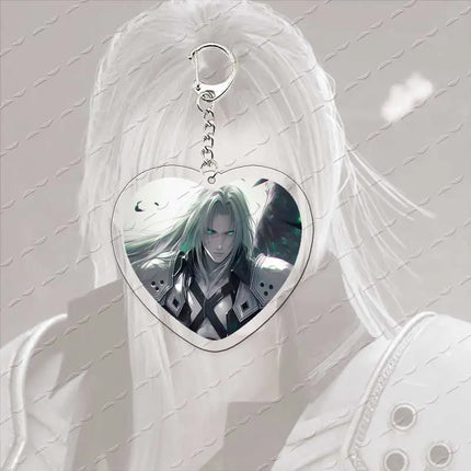 Acrylic Hot Game Sephiroth Keychain Bag Charms Heart Sephiroth Keyrings Pendant Accessories Gamer Fans Gifts