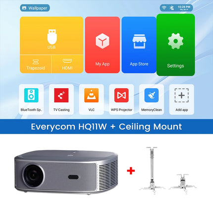 Everycom HQ11W 3600 ANSI 4K Full HD Projector Android 15 3G 64G Home Theater WiFi6 Smart TV Movie Gaming Projectors Beamer