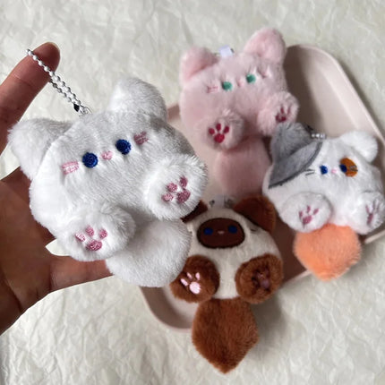 1-4pcs Cute Plush Small Cat Doll Keychain for Couple Soft Cotton Stuffed Animal Keyring Backpack Pendant Decoration Student Gift