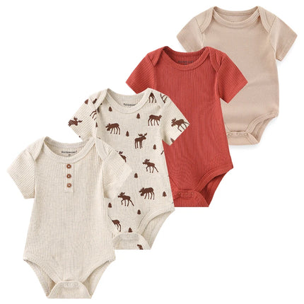4Pieces Cotton Newborn Bodysuit Print Baby Girl Clothes 0-12M Cartoon Baby Boy Clothes Summer Short Sleeve Romper Bebes