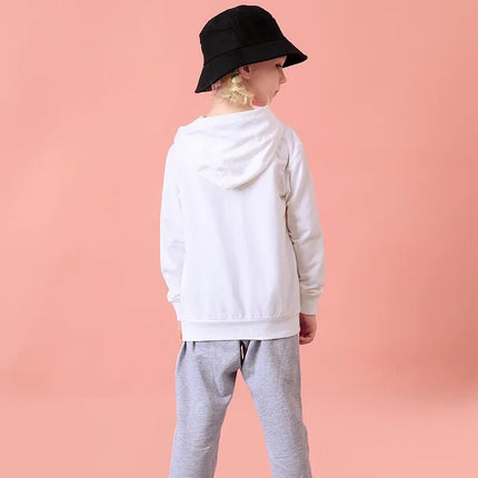 100% Cotton Boys Sweatshirts 2025 Spring Fall New Solid Color Girls Hooded Sweatshirt Children Blank Tops Name Custom Hoodies