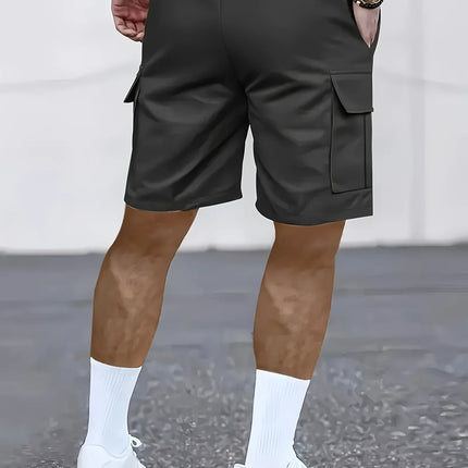 Men's work shorts; summer comfort; multi-pocket; outdoor leisure sport beach pants; elastic waistband