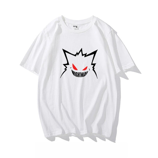 Pokémon Gengar Printing Tee Pure Cotton T-shirt Men's 2026 Summer Fashion Oversize Street Casual Y2K Tops Streetwear Clothing