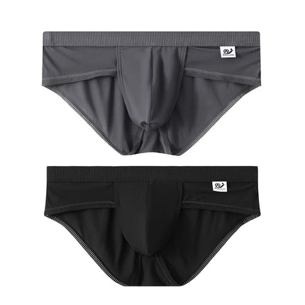Men's Ice Silk Seamless Briefs Ultra-Thin Breathable Underwear with Sexy U Convex Pouch Mid-Waist Comfortable Summer Shorts