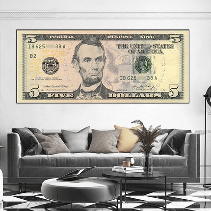 Luxury Golden Dollars Money Oil Painting on Canvas Wall Art Posters Prints Wall Pictures for Living Room Home Wall Cuadros Decor