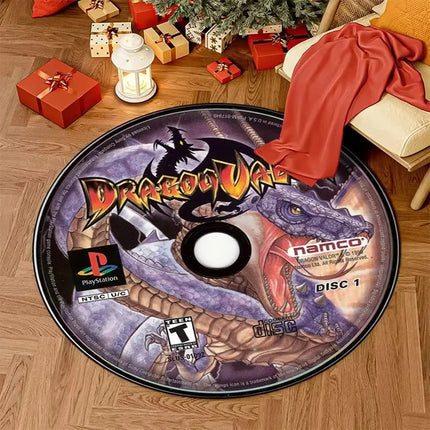 Anime CD Records Living Room Carpet Creative Circular Carpet Seat Basket Cushion Themed Decor Floor Mat Gaming Room Round Rug