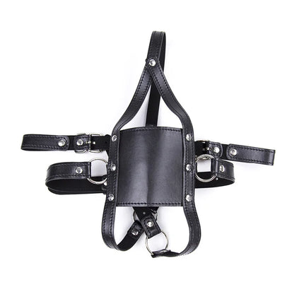 XXOO Adjustable Leather Mouth Gag Harness BDSM Bondage Slave Restraint Muzzle Gag Adult Game Sex Toy for Women Men Fetish Gear