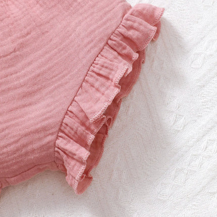 Newborn Baby Girl Dolid Color Simple Combed Cotton Outer Wear Baby Underwear Three Piece Set