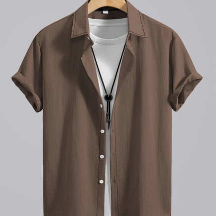 2026 Men's Simple and Fresh Shirt - Street Fashion Loose Quick-Drying Casual Shirt-Hawaiian Vacation Style Solid Collar Cardigan