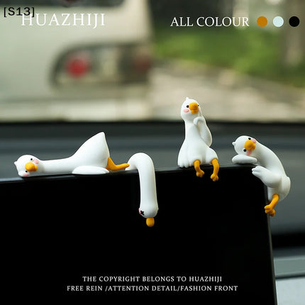 Resin Cartoon Animal Decor For Desk Car Dashboard TV Monitor Gift Idea Cute 3D Duck Figurine Mini Resin Duck Ornament Playful[Q]