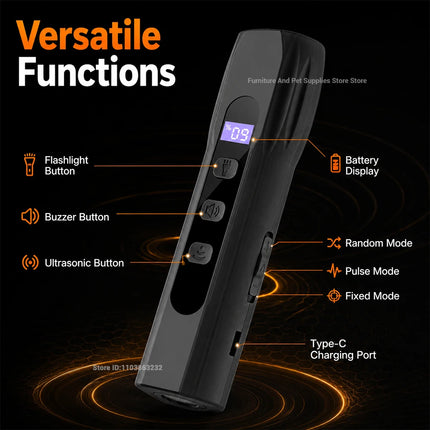 Dog Repeller Portable Ultrasonic Deterrent Handheld Anti-barking 3in1 Dog Training Device Repel Animals Pets Dog Trainer