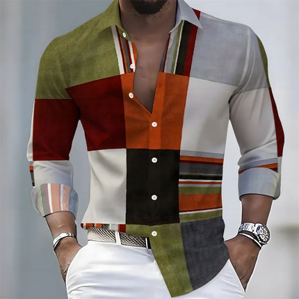 2026 New Men's Striped Long-Sleeved Shirt - Stylish, Business Casual, and Comfortable Men's Top, Suitable for Various Occasions.