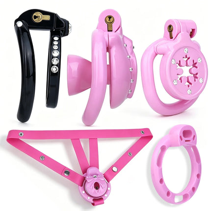 ANOSX Resin Penis Cages Crystal Inlaid Male Chastity Cage Multi-colors Cock Cages With Chastity Belt Imitation Clitoris Sex Toys