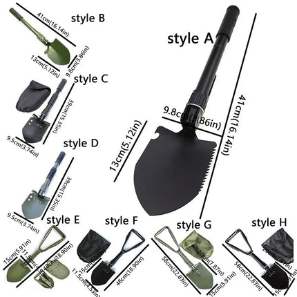 Multi-functional Folding Shovel High Carbon Steel with Storage Bag Truck Mounted Shovel Thickened Camping Shovel Outdoor Field