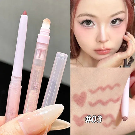 Double Headed Lip Liner Pencil Waterproof Matte Lipstick Contour Makeup Peach Pink Multi-purpose Lipliner Pencil Lips Cosmetic
