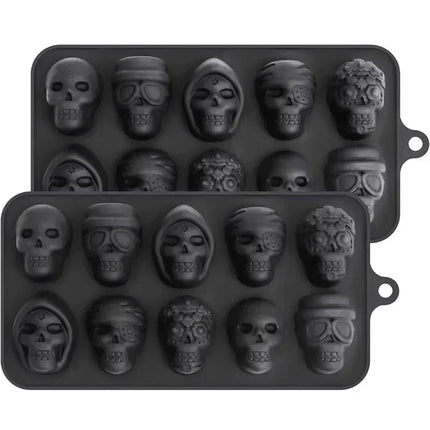 Skull Ice Cube Mold 10-Grid Skull Ice Mold for Halloween Kitchen Tools Reusable Making Accessory for Chocolate Ice Cream And