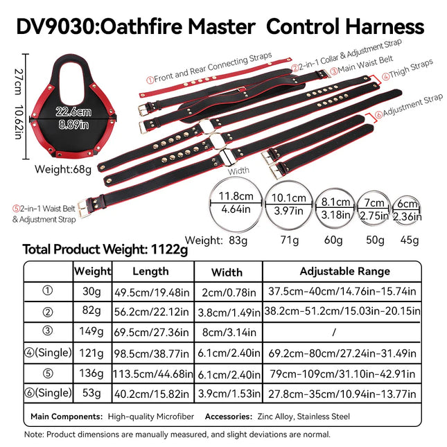 ANOSX Leather Control Harness Body Bondage Belt Kit Restraint Straps Neck to Thigh Strap Collar With Cock Ring Strap-On Belts