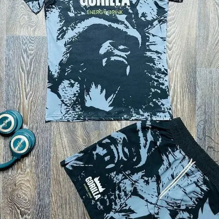2025 New GORILLA Eagle Sports Set Men's White Graphic Rash Guard T-shirts & Shorts Quick Drying MMA Training Combat Streetwear