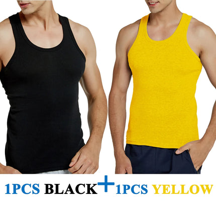 Tank Tops Men 100% Cotton Running Vest Fitness Cool Top Gym Sport Slim Colorful Outdoor Casual Undershirt Male Gift 7 Colors