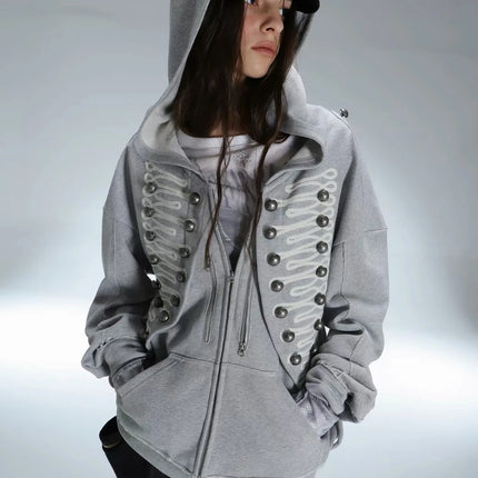 Fashionable American retro y2k street trend Harajuku 2026 new Napoleonic style hoodie and hooded jacket for both men and women