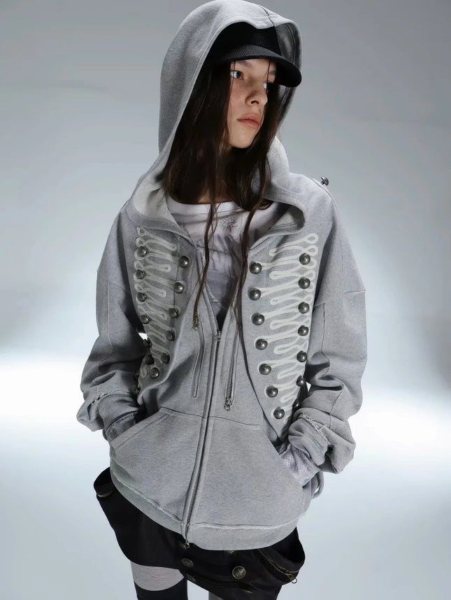 Fashionable American retro y2k street trend Harajuku 2026 new Napoleonic style hoodie and hooded jacket for both men and women