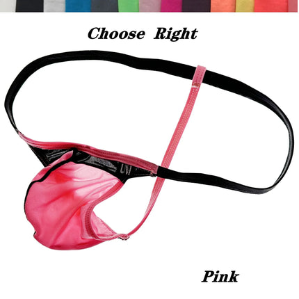 Male's Brief Cool Silky Nylon Low Waist Thongs Ice Ventilate Mesh Underwear Sexy G-strings Pouch Gay Men Gay Sissy Underwear