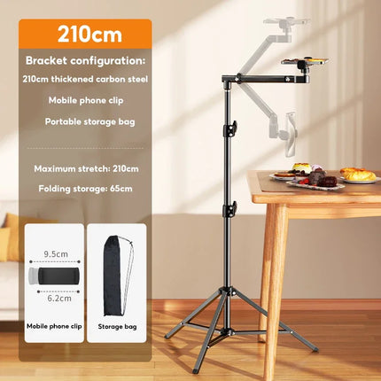 MoZhao Phone Stand Overhead Shooting Tripod Fill Light Floor-standing Telescopic Outdoor Live Photo Video Universal Camera Stand