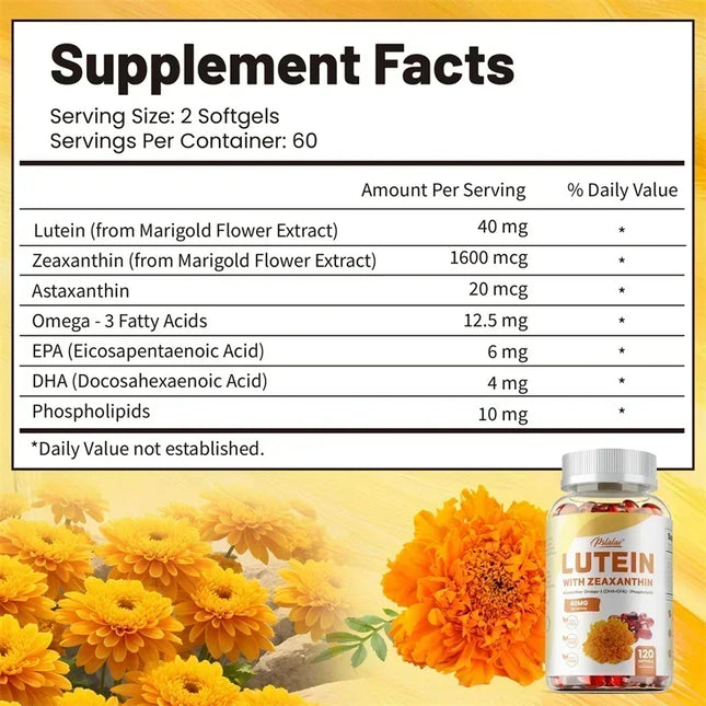 Lutein & Zeaxanthin - Antioxidant, Maintain Eye & Vision Health, Supports Eye Strain, Dry Eyes